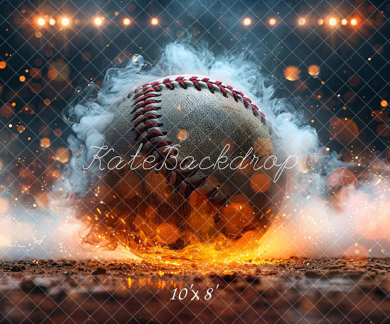 Fiery Baseball Action Sports Backdrop