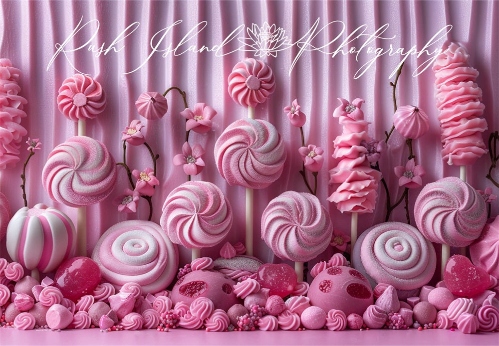 Lightning Deal #3 Kate Sweet Pink Flower and Candy Wave Stripe Wall Backdrop Designed by Laura Bybee