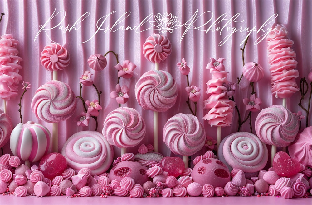 Lightning Deal #3 Kate Sweet Pink Flower and Candy Wave Stripe Wall Backdrop Designed by Laura Bybee