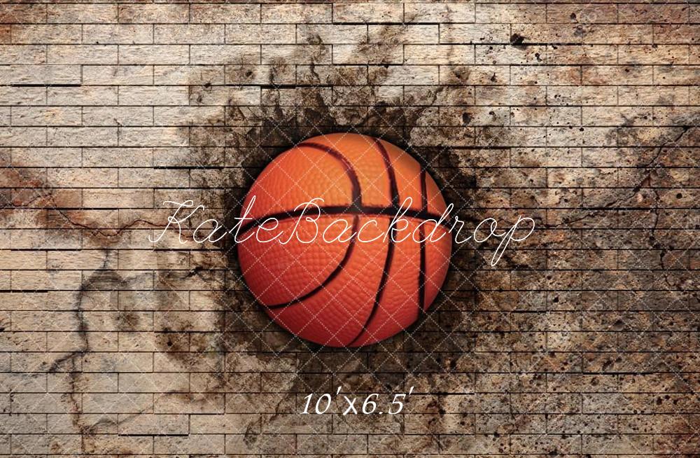Kate Basketball Sports White Broken and Dirty Brick Wall Backdrop Designed by Chain Photography