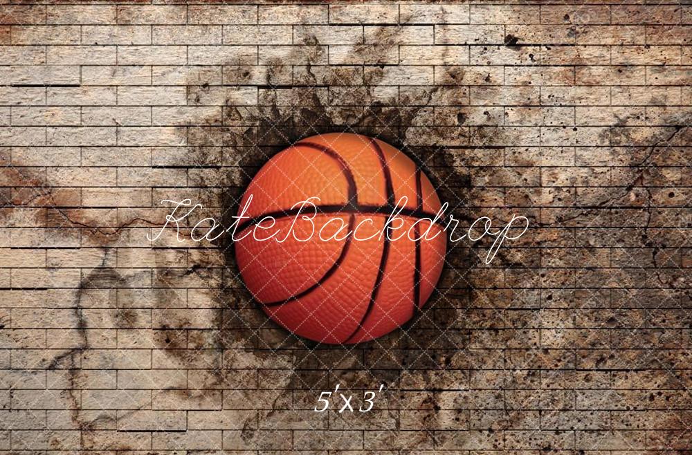 Kate Basketball Sports White Broken and Dirty Brick Wall Backdrop Designed by Chain Photography