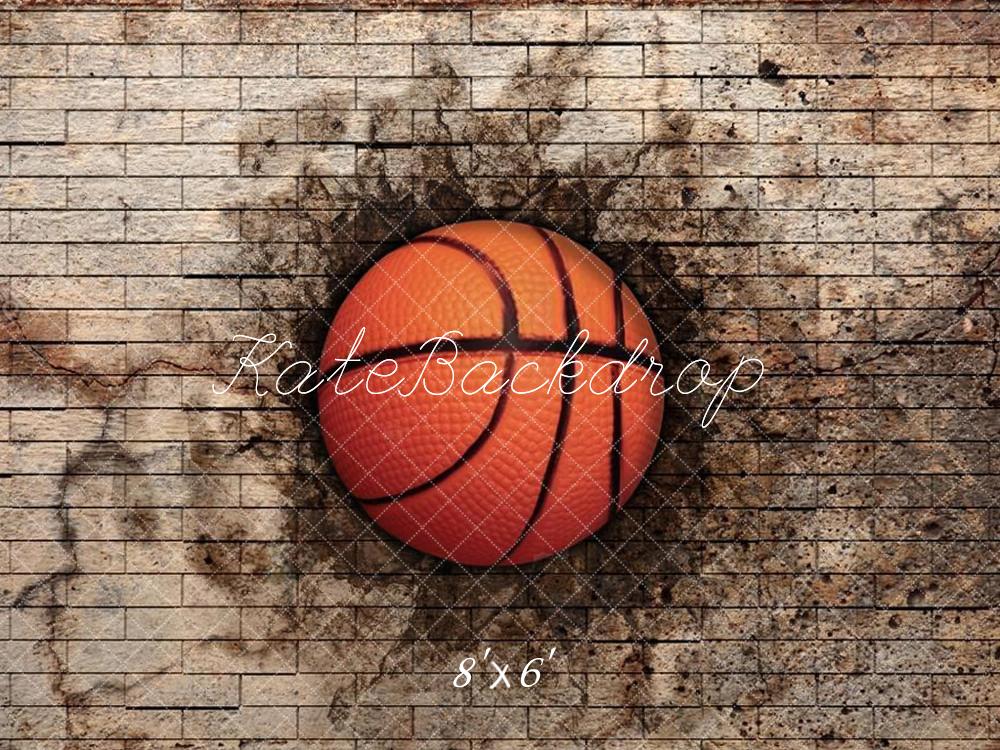 Basketbal Sport Witte Gebroken en Vuile Bakstenen Foto Achtergrond Ontworpen door Chain Photography
