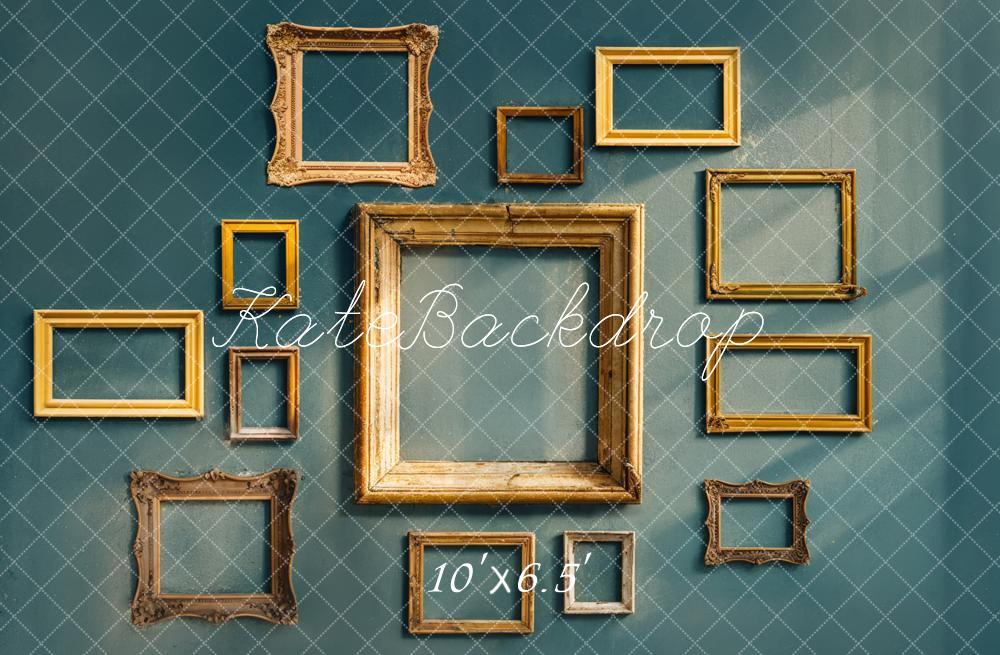 Kate Retro Gold Photo Frame Dark Green Wall Backdrop Designed by Chain Photography