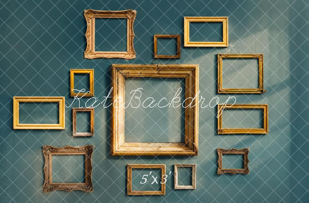 Kate Retro Gold Photo Frame Dark Green Wall Backdrop Designed by Chain Photography