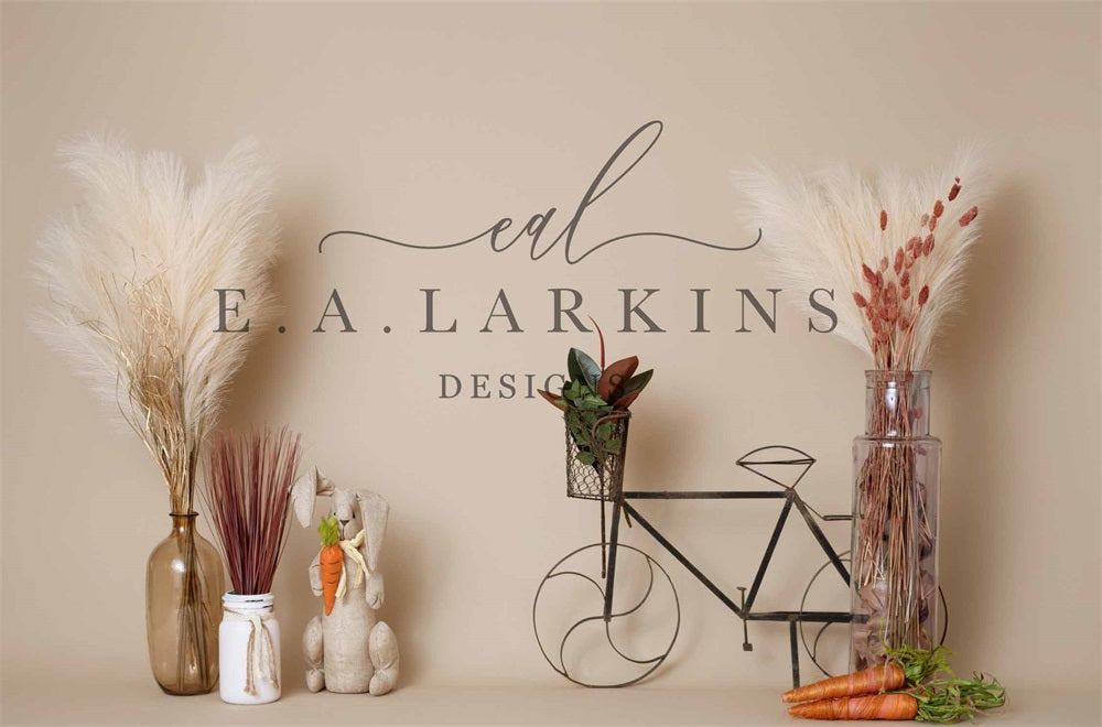 Lightning Deal #3 Kate Spring Boho Reed Bike Bunny Carrot Beige Wall Backdrop Designed by Erin Larkins