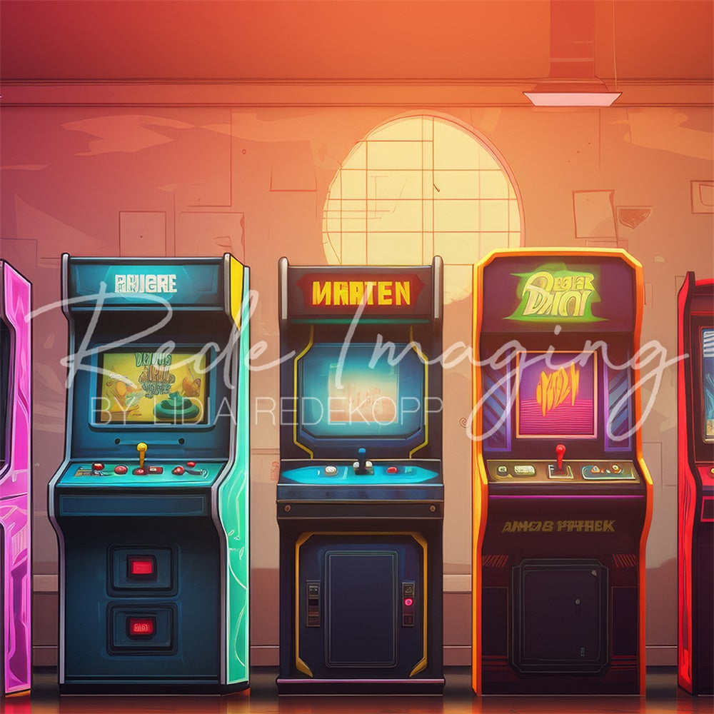 Kate Retro Cartoon Colorful Game Arcade Backdrop Designed by Lidia Redekopp