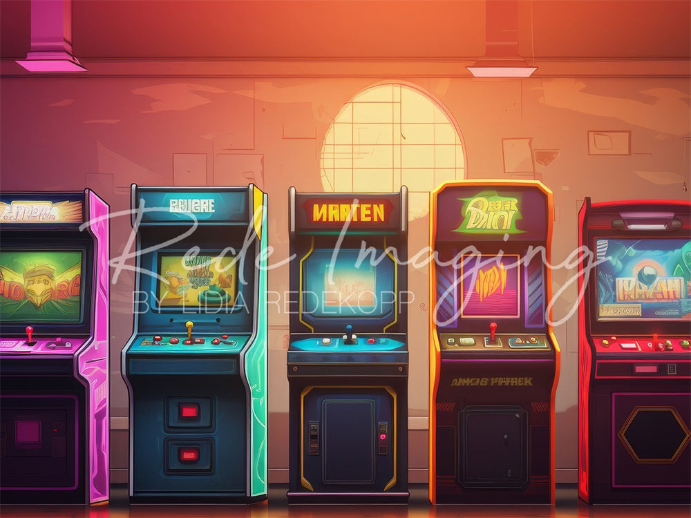 Kate Retro Cartoon Colorful Game Arcade Backdrop Designed by Lidia Redekopp