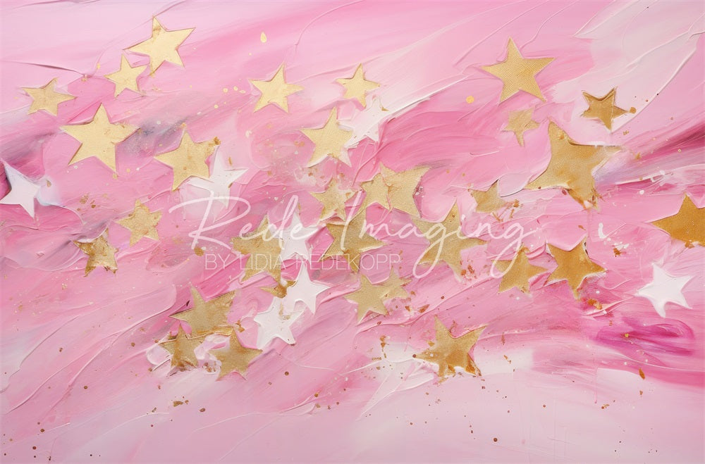 Kate Fine Art Painted Yellow White Star Pink Wall Backdrop Designed by Lidia Redekopp