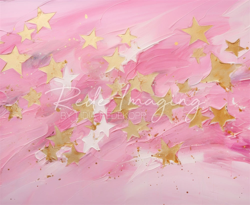 Kate Fine Art Painted Yellow White Star Pink Wall Backdrop Designed by Lidia Redekopp