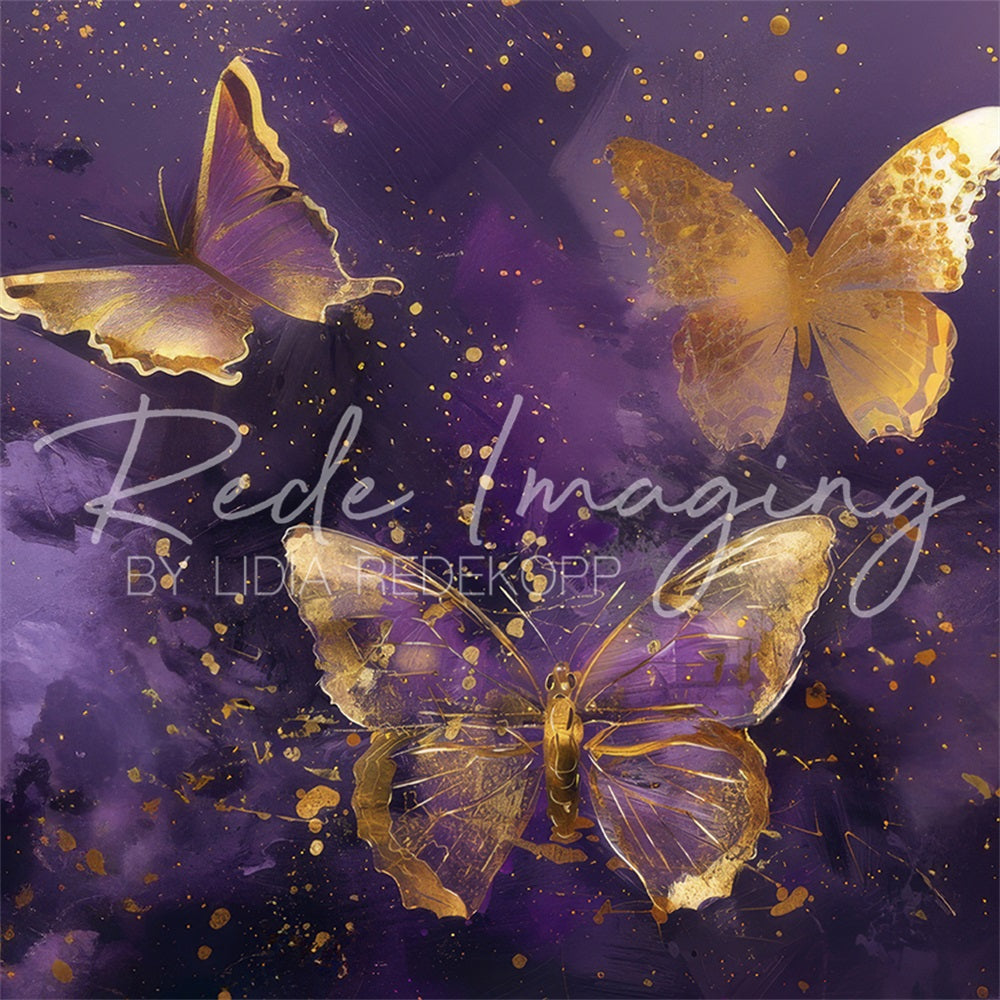 Kate Fine Art Purple Gold Painting Butterfly Backdrop Designed by Lidia Redekopp