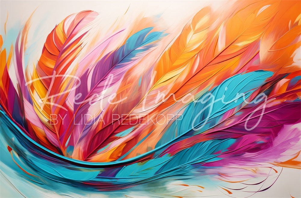 Kate Fine Art Rainbow Painted Feather Backdrop Designed by Lidia Redekopp