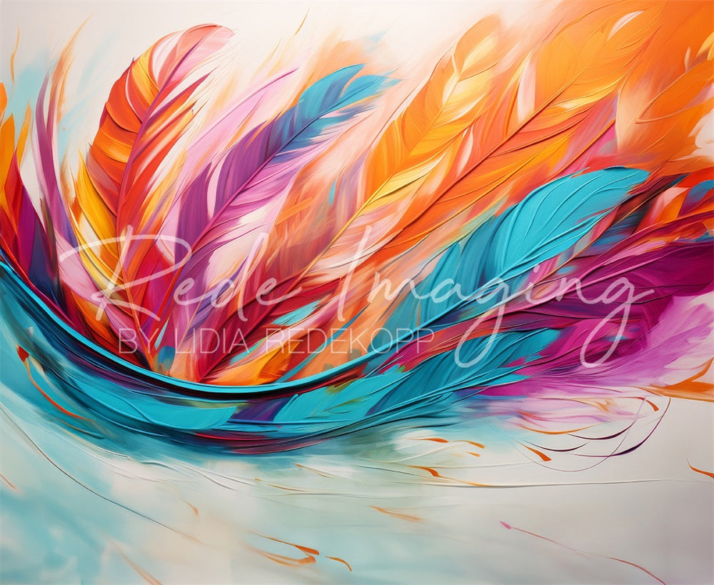 Kate Fine Art Rainbow Painted Feather Backdrop Designed by Lidia Redekopp