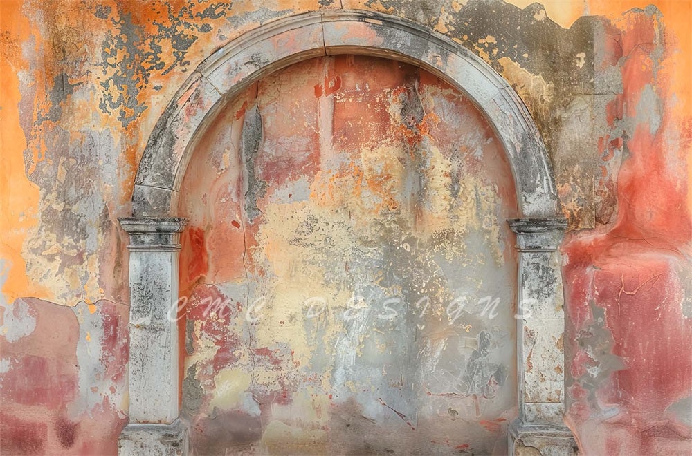 Kate Retro Colorful Rusty Marble Arch Backdrop Designed by Candice Compton