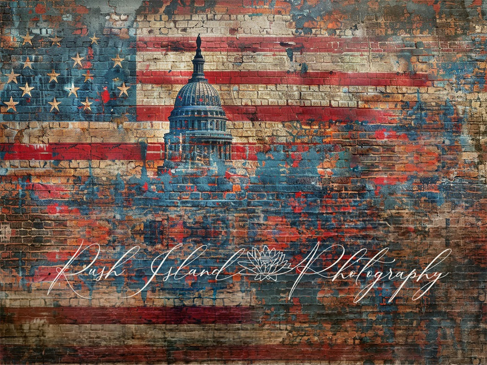 Kate Independence Day Colorful Graffiti Capital City Broken Brick Wall Backdrop Designed by Laura Bybee