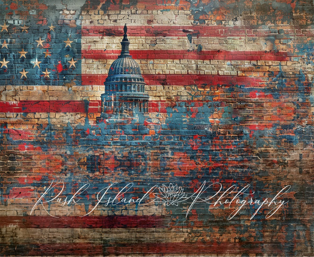 Kate Independence Day Colorful Graffiti Capital City Broken Brick Wall Backdrop Designed by Laura Bybee