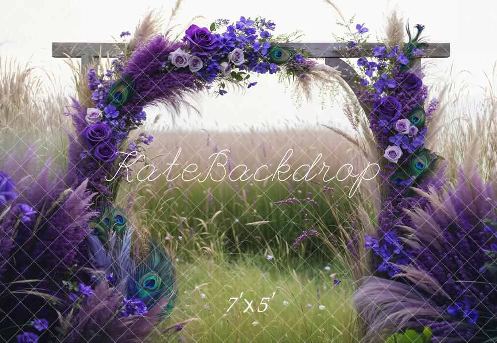 TEST kate Wedding Boho Purple Reed Flower Arch Green Field Backdrop Designed by Emetselch