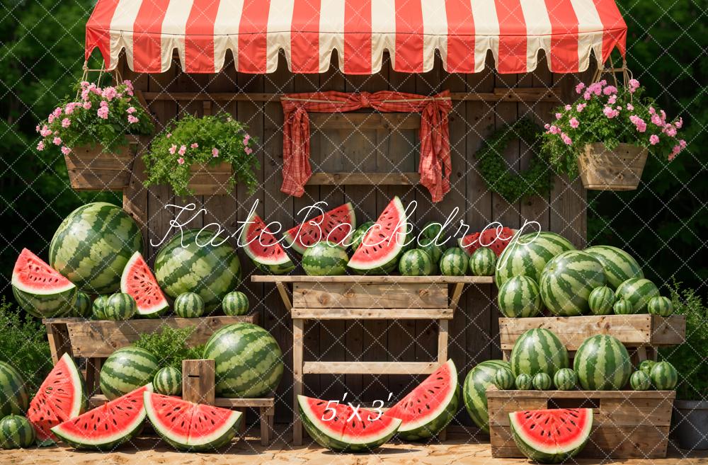 Kate Summer Pink Flower Watermelon Stand Backdrop Designed by Emetselch