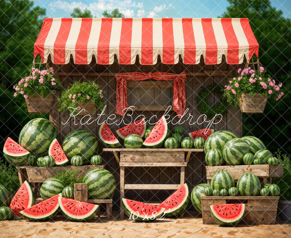 Kate Summer Pink Flower Watermelon Stand Backdrop Designed by Emetselch