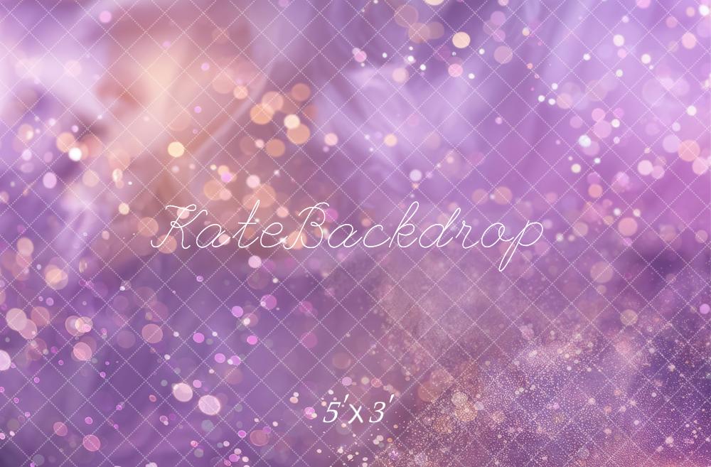 Kate Retro Bokeh Purple and Gold Glitter Floor Backdrop Designed by Kate Image