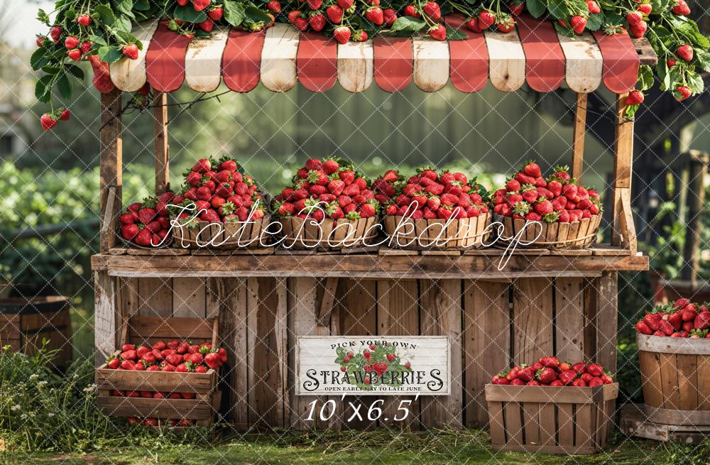 Kate Summer Outdoor Forest Red Strawberry Stand Backdrop Designed by Emetselch