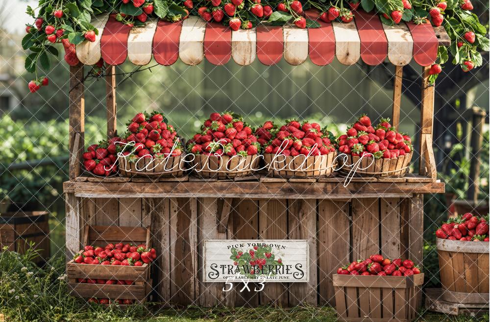 Kate Summer Outdoor Forest Red Strawberry Stand Backdrop Designed by Emetselch