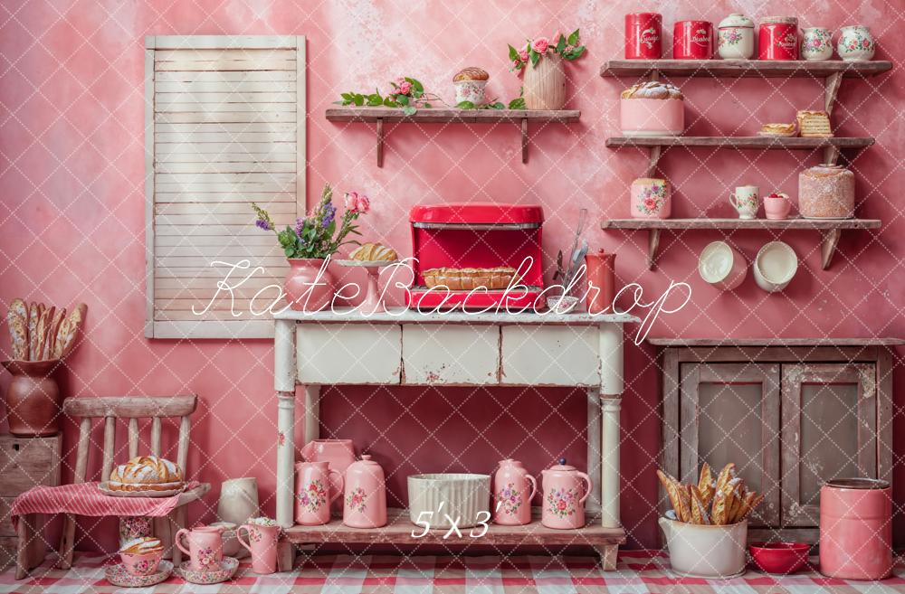 Kate Fantasy Doll Pink Flower Broken Kitchen Backdrop Designed by Chain Photography