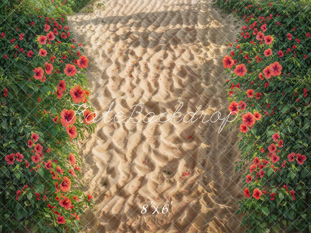 Kate Summer Sea Red Flower Beach Backdrop Designed by Chain Photography