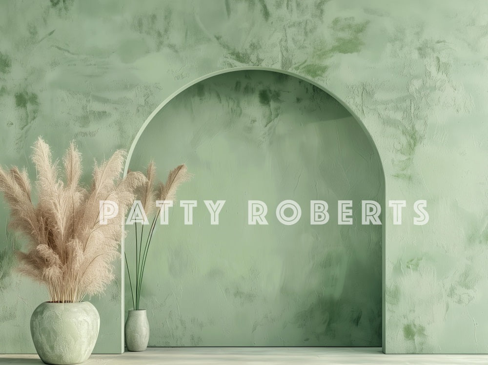 Kate Retro Boho Green Arch Wall Backdrop Designed by Patty Robert