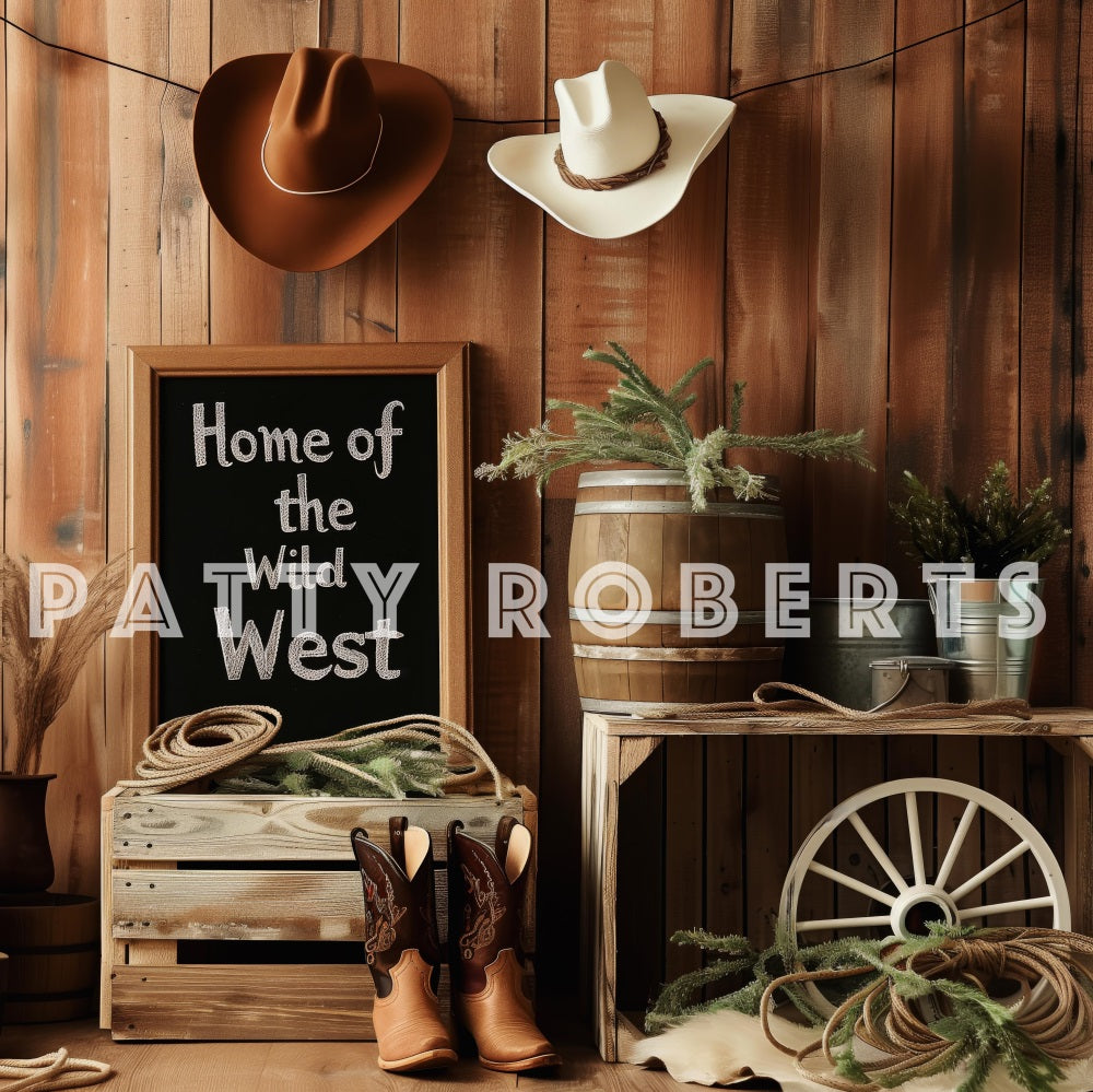 Rustic Western Cowboy Themed Backdrop