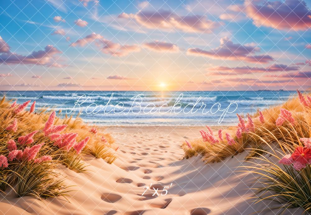 Kate Summer Sea Beach Sunset Wave Backdrop Designed by Chain Photography