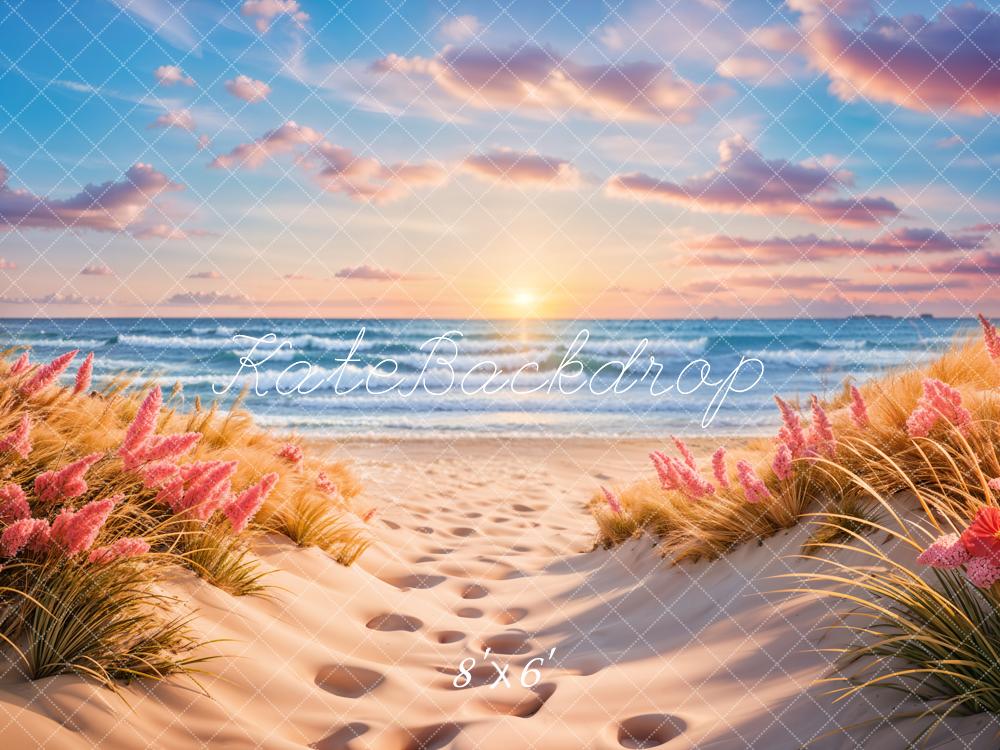 Kate Summer Sea Beach Sunset Wave Backdrop Designed by Chain Photography