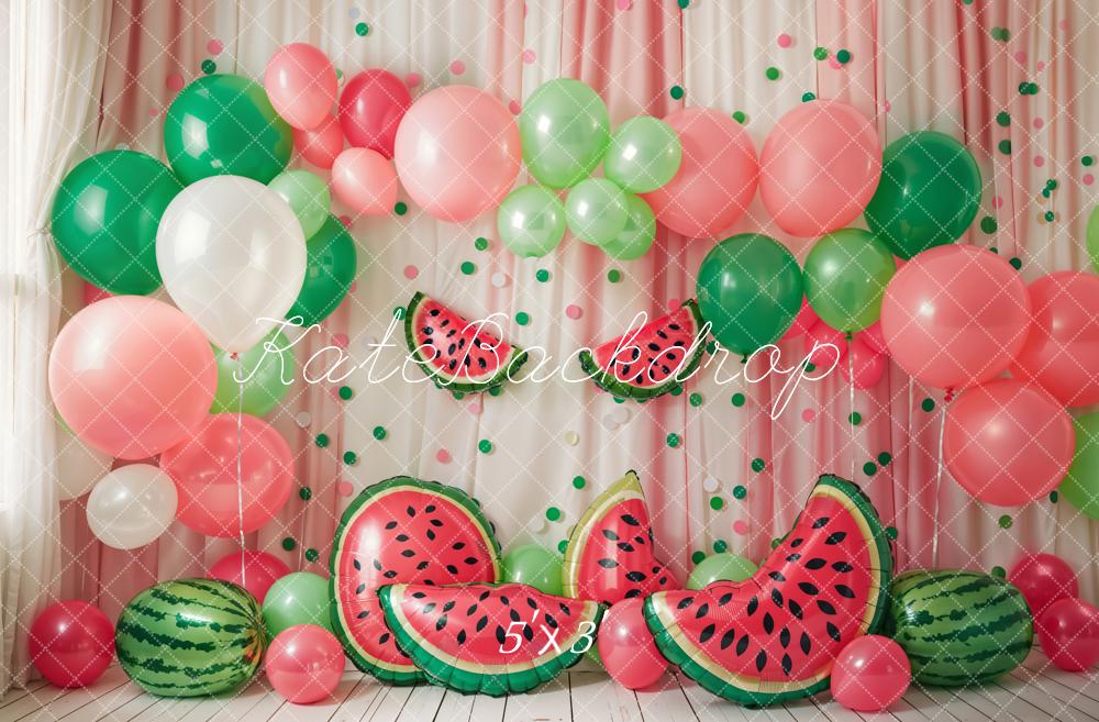 TEST kate Summer Red Watermelon Colorful Balloon Arch Curtain Backdrop Designed by Emetselch
