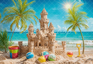 Kate Summer Sea Ball Sand Castle Printed Backdrop Designed by Chain Photography
