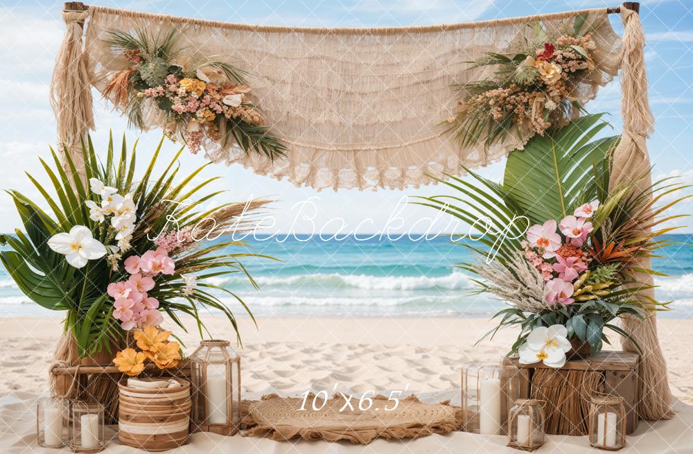 Kate Summer Boho Sea Beach Wedding Colorful Floral Door Backdrop Designed by Emetselch