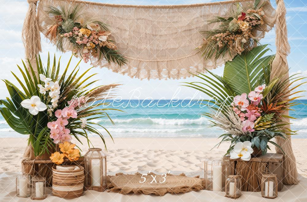 Kate Summer Boho Sea Beach Wedding Colorful Floral Door Backdrop Designed by Emetselch