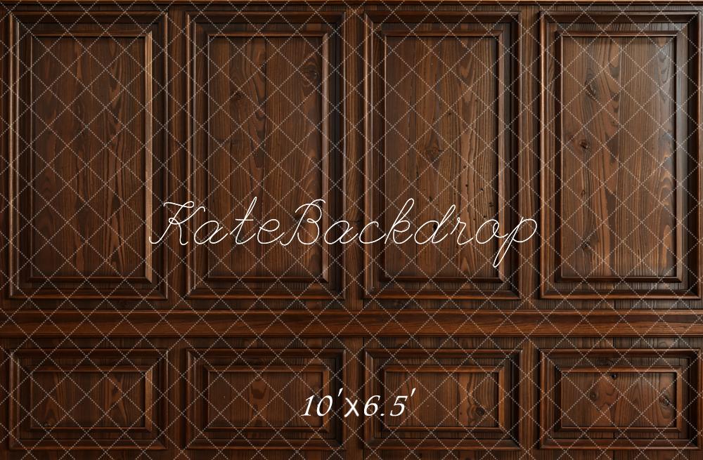 Kate Vintage Dark Brown Striped Wooden Wall Backdrop Designed by Chain Photography