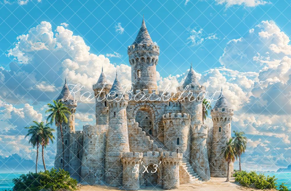 TEST kate Summer Sea Beach Retro White Stone Castle Backdrop Designed by Chain Photography
