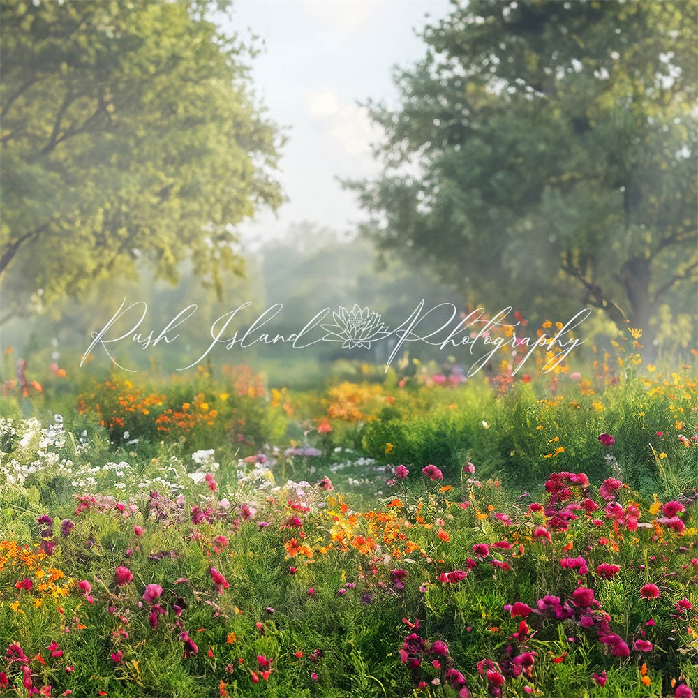 Kate Summer Outdoor Forest Colorful Flower Garden Backdrop Designed by Laura Bybee