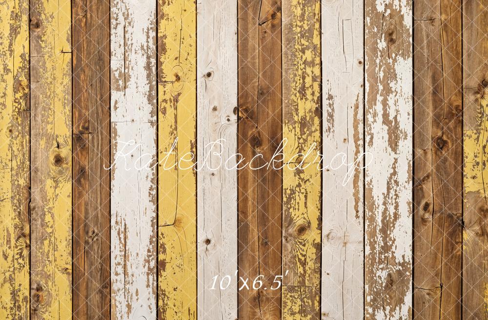 Kate Retro Shabby Striped Wood Floor Backdrop Designed by Kate Image