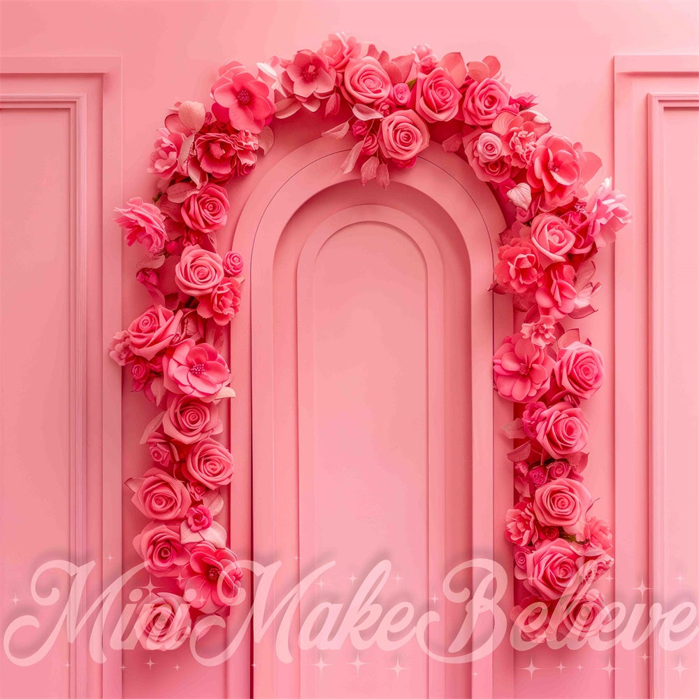 Kate Vintage Dark Pink Rose Arch Backdrop Designed by Mini MakeBelieve