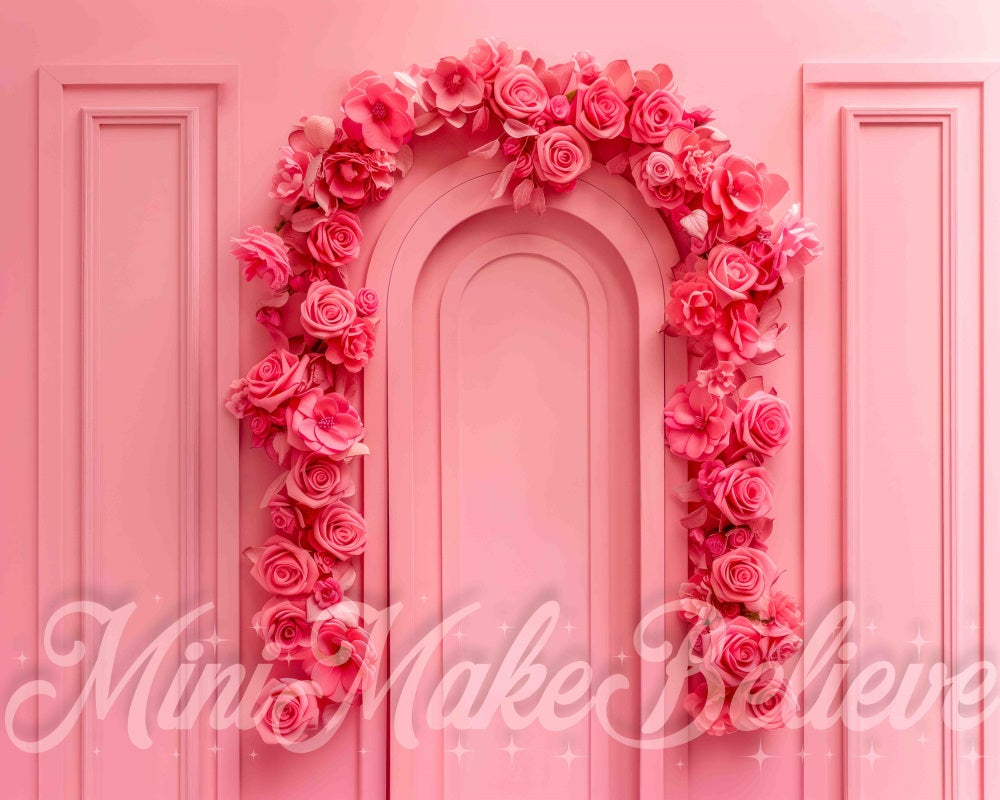 Kate Vintage Dark Pink Rose Arch Backdrop Designed by Mini MakeBelieve