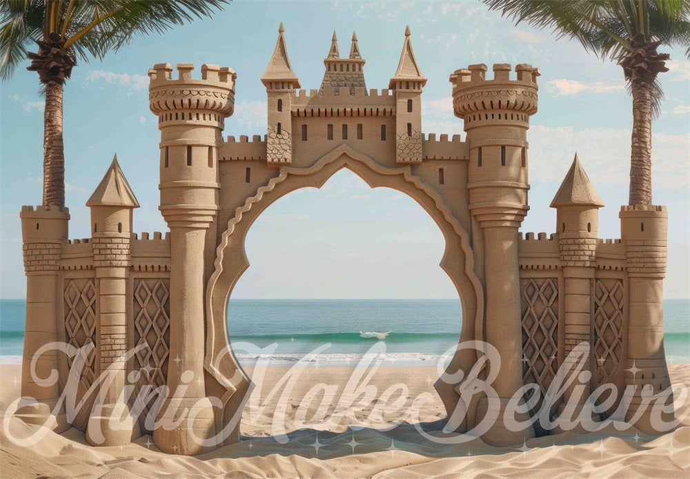 Kate Summer Sea Beach Retro Sandcastle Backdrop Designed by Mini MakeBelieve