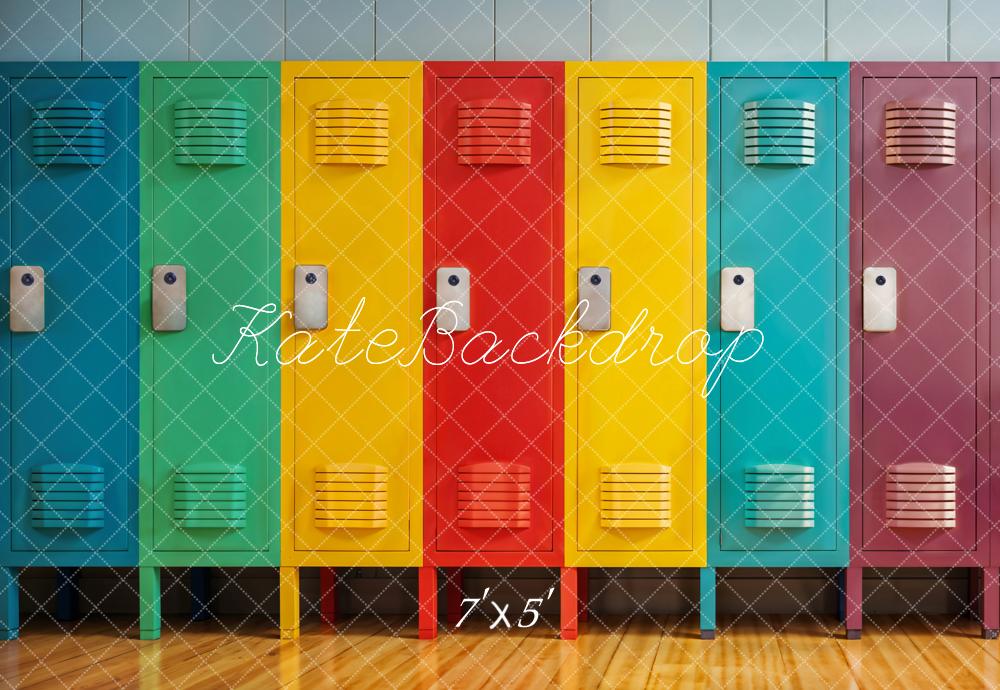 SALE Kate Summer Back to School Colorful Lockers Backdrop Designed by Emetselch