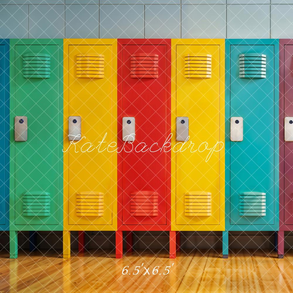 Kate Summer Back to School Colorful Lockers Backdrop Designed by Emetselch