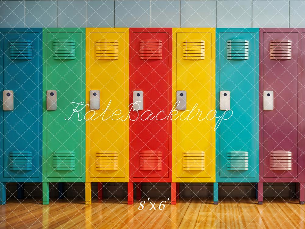 Kate Summer Back to School Colorful Lockers Backdrop Designed by Emetselch