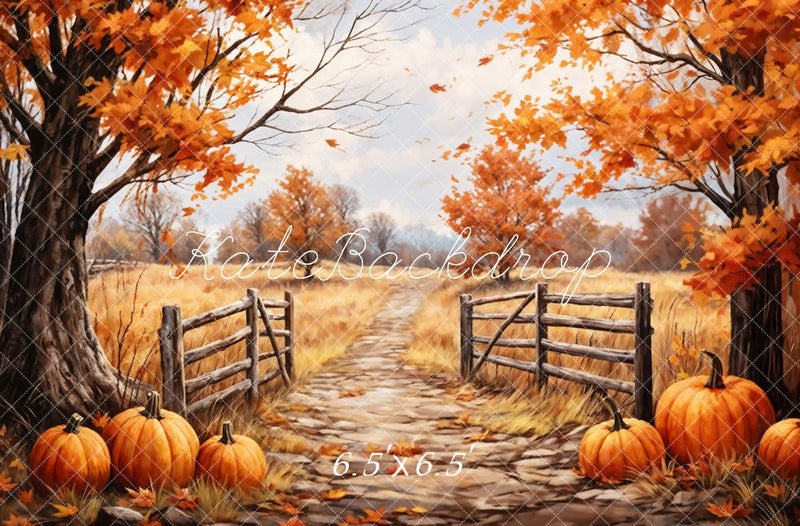 Autumn Harvest Rustic Country Pathway Backdrop