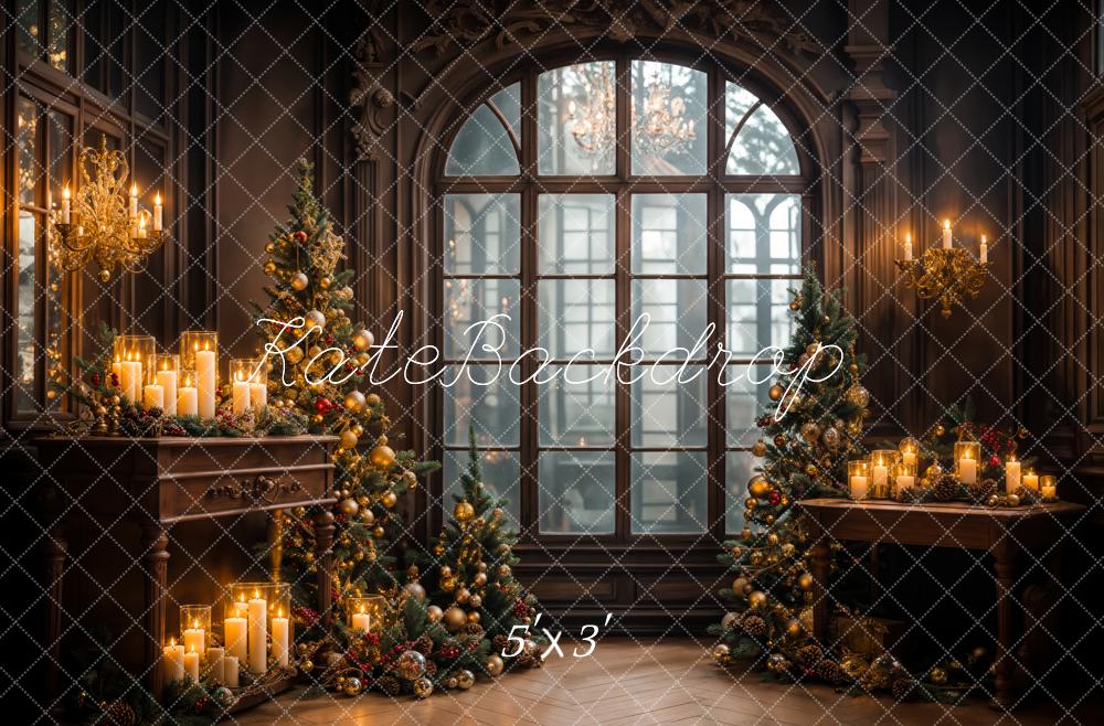 Kate Christmas Retro Indoor White Candle Arch Window Backdrop Designed by Emetselch