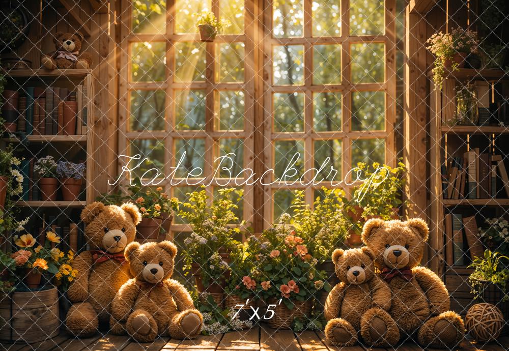 Kate Autumn Indoor Colorful Flower Teddy Bear Backdrop Designed by Emetselch