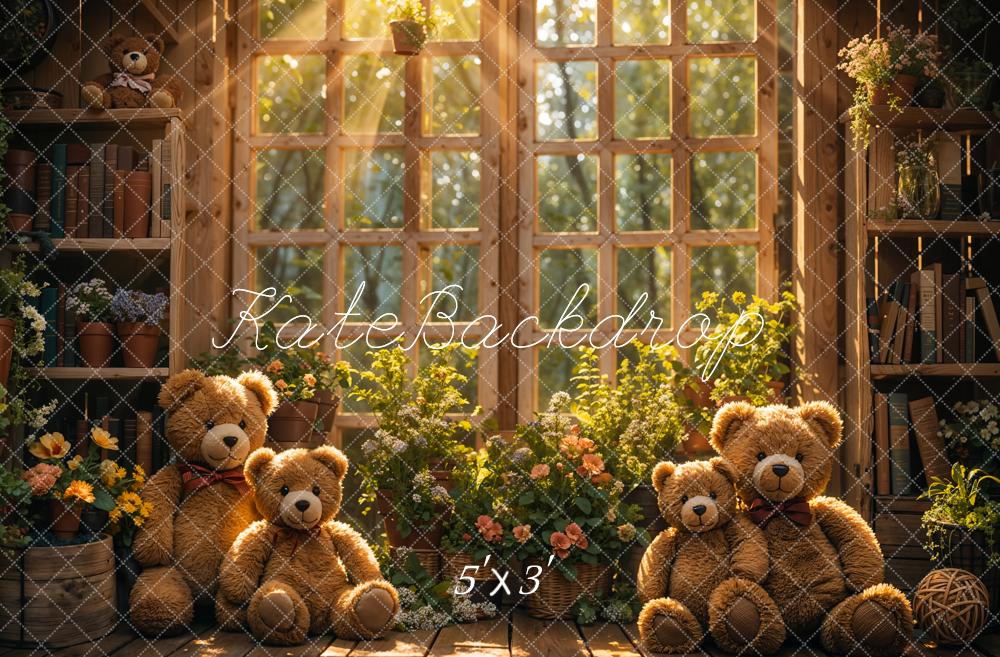 Kate Autumn Indoor Colorful Flower Teddy Bear Backdrop Designed by Emetselch