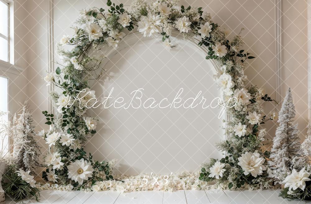 Kate Winter White Flower Arch Wall Backdrop Designed by Emetselch